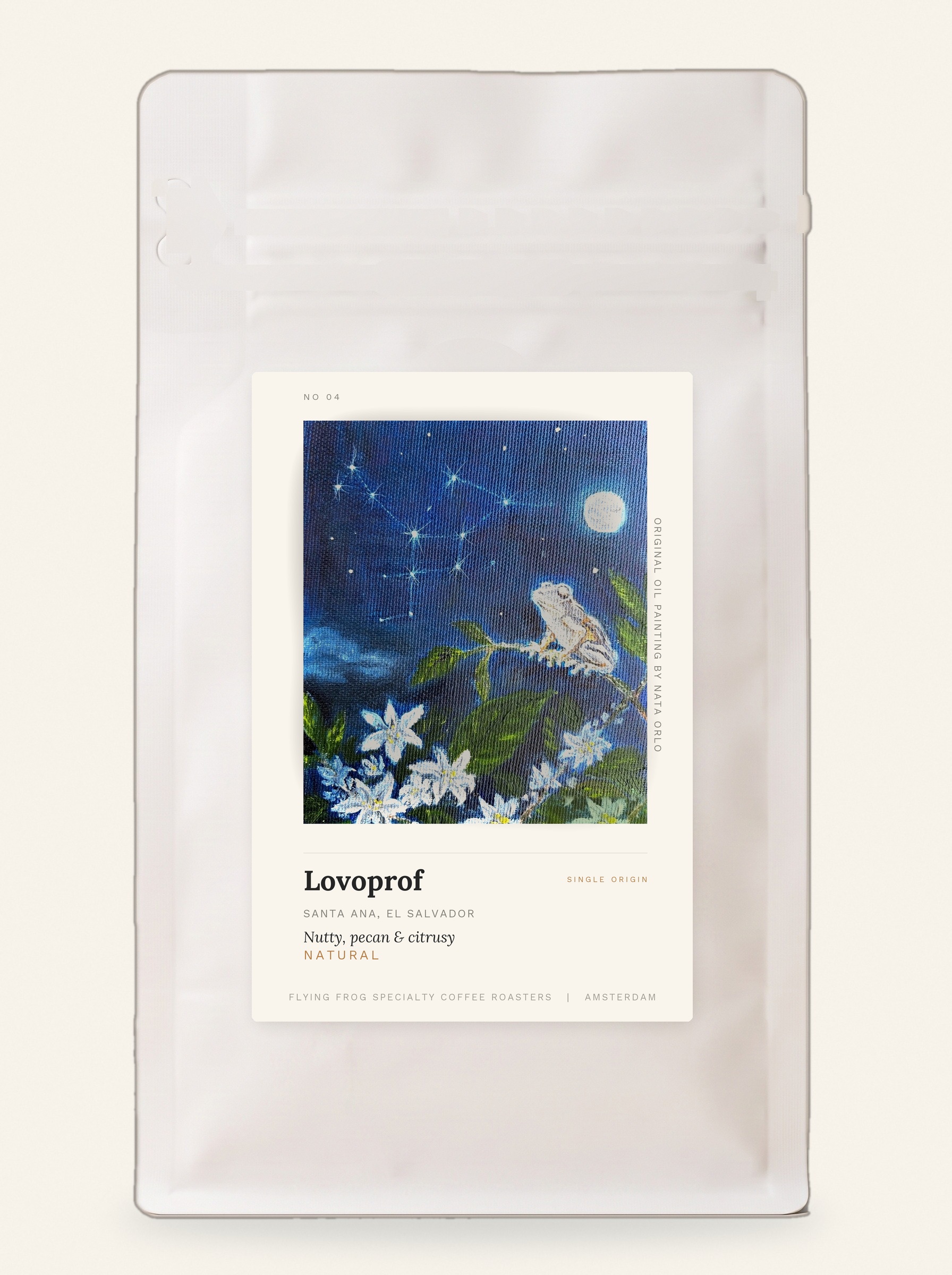 Lovoprof coffee bag with its original painting label