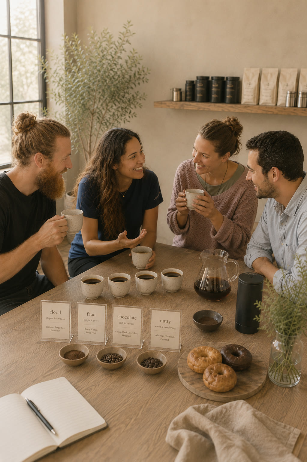 A small group at a corporate coffee workshop